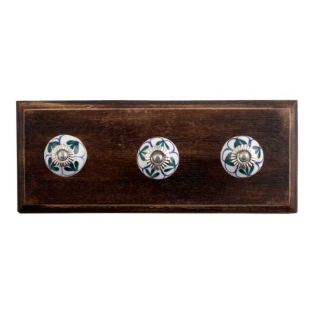 Green Shamrock Ceramic Wooden Hooks